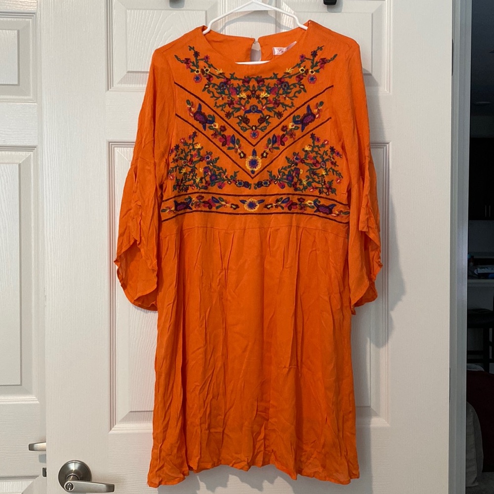 Plus Size Boho Dress with Embroidery